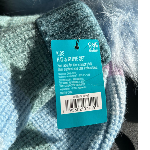 West Loop Kids Twin Girls Winter Matching Hat & Gloves Set of 2 Striped NWT O/S - Picture 5 of 6